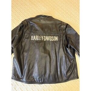 Vintage Harley Davidson Riding Leather jacket size XXL Black Lined EUC